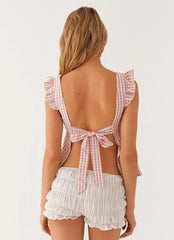 Blusa Dreamscape Babydoll - Xadrez Gingham Bordô