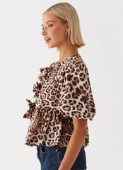 Blusa Cropped Amarrar Western Wind - Estampa de Oncinha