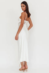 Vestido Longo com Corpete de Renda Impressions Branco