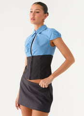 Parte superior de traje Harlee Poplin - Carbón