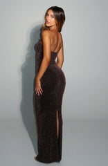 Vestido largo sin tirantes Glitter Hustle negro