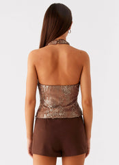 Top de Lantejoulas Reyce - Bege