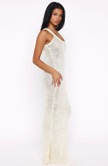 Vestido longo de tricô Trying To Forget Me creme