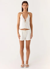 Top Halter de Linho Millo - Marfim