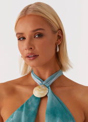 Minivestido con cuello desbocado Oceans Away - Teñido anudado verde