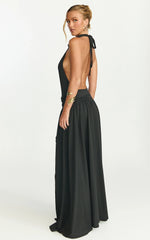 Vestido largo Sophia - Vestido de punto sin espalda con cuello desbocado en negro