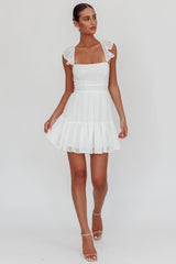 Minivestido Franki com Costas de Tiras Hail Spot Branco