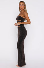 Vestido largo sin tirantes Glitter Hustle negro