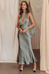 Vestido Longo Frente Única Italia Azure Cáqui