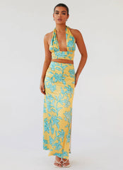 Top Cropped Amalia Transpassado - Golden Bloom