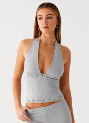 Top Cropped Roxy - Cinza