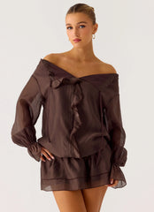 Minivestido Elris de cintura baja - Chocolate frío