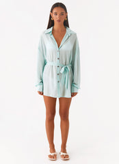 Camisa de chifón extragrande Miley - Azul pálido