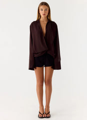 Camisa cruzada Annah - Chocolate