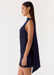 Minivestido Cerina de gola alta – Azul-marinho