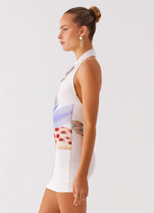Minivestido No Time - Estampado floral White Sea