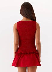 Minivestido Franzido Garden Kisses - Vermelho