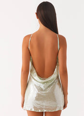 Minivestido con espalda de capota y energía radiante - Menta