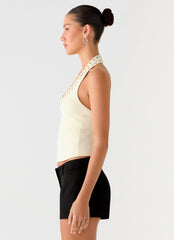 Top corto Scarla con cuello halter - Amarillo
