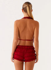 Top halter con cuello desbocado Rio Dreams - Rojo