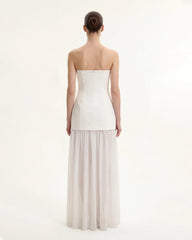 Floral One Shoulder Maxi Dress - White