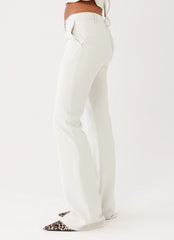 Pantalones Cyra de tiro bajo slim fit - Marfil