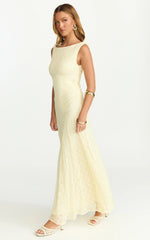 Vestido longo Madeleine - Vestido evasê de gola alta na cor Lemon