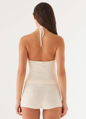 Top de ganchillo Maia Rose - Marfil