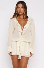 Vestido Curto Manga Longa Eternal Energy Creme