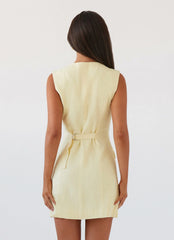 Minivestido de lino Castello Fiore - Limón