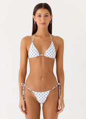 Top de bikini estilo halter Mommae - Lunares blancos
