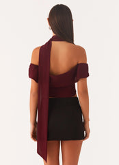 Blusa Cachecol Chiffon Trinity - Borgonha Profundo