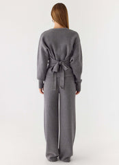 Pantalones de punto Harrison de tiro bajo - Gris jaspeado