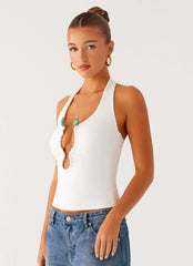 Top Diego Halter - Blanco roto