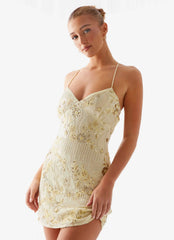 Minivestido Vietta Sequin com Alça Fina - Amarelo