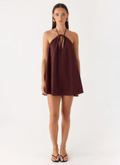 Minivestido de lino Soft Breeze - Chocolate