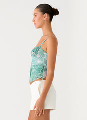 Top Nalini con escote fruncido - Paisley verde