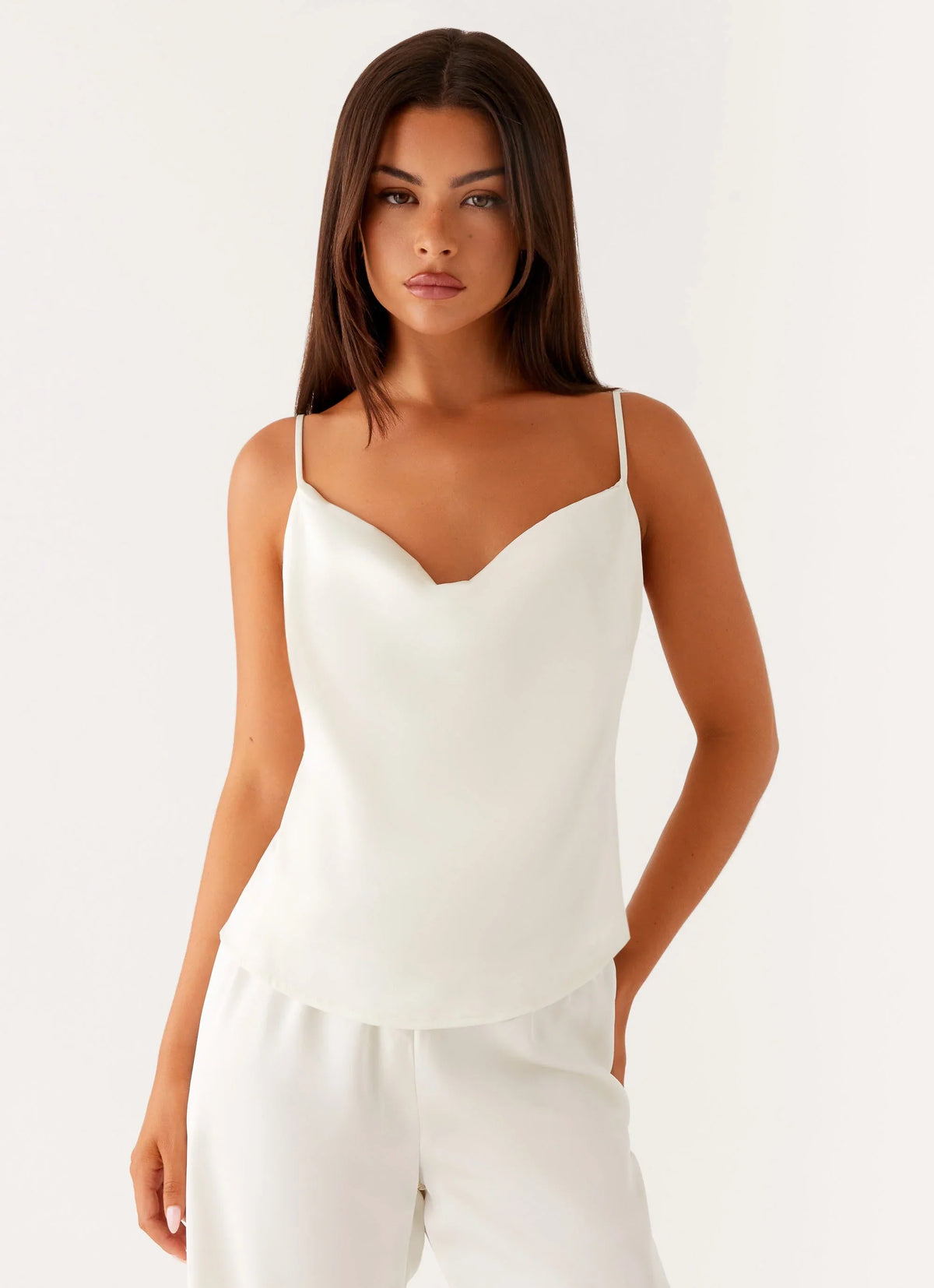 Top Kaia con cuello desbocado - Mantequilla