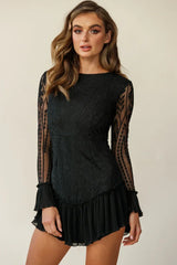 Minivestido Preto de Manga Longa Sonhador