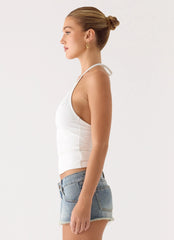 Top corto con cuello halter - Blanco