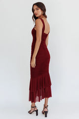 Vestido Largo Nadia Ajustado con Cola de Sirena Malva Oscuro