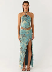 Top Frente Única com Miçangas Lloyd - Aqua Blur