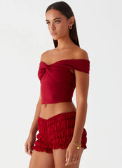 Top Trixie Twist con hombros descubiertos - Granate