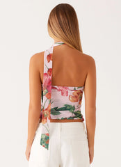 Top pañuelo Hot Like Me - Floral rosa