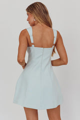 Minivestido evasé estructurado Jordy azul hielo