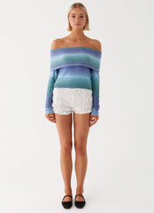 Jersey de punto sin hombros Tully - Azul Ombré