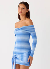 Minivestido de Malha Gomez Bardot - Azul-celeste