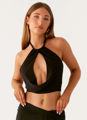 Top Calisa de cuello vuelto - Negro