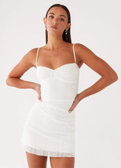 Minivestido Arden de tela arrastão - Branco