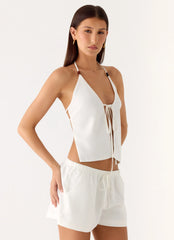 Top Halter de Linho Millo - Marfim